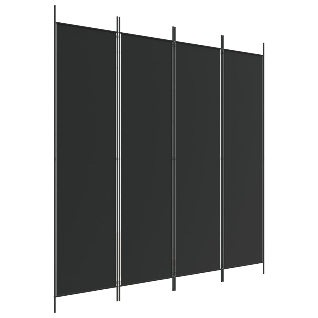 4-Panel Room Divider Black 200x200cm Fabric | HomeAndLiving