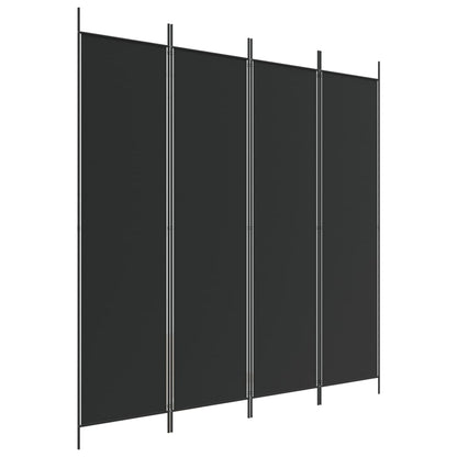 4-Panel Room Divider Black 200x200cm Fabric | HomeAndLiving