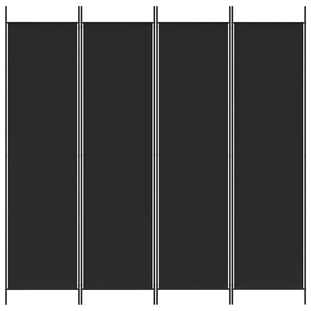 4-Panel Room Divider Black 200x200cm Fabric | HomeAndLiving