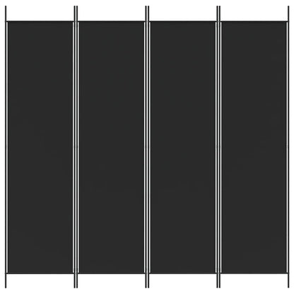 4-Panel Room Divider Black 200x200cm Fabric | HomeAndLiving