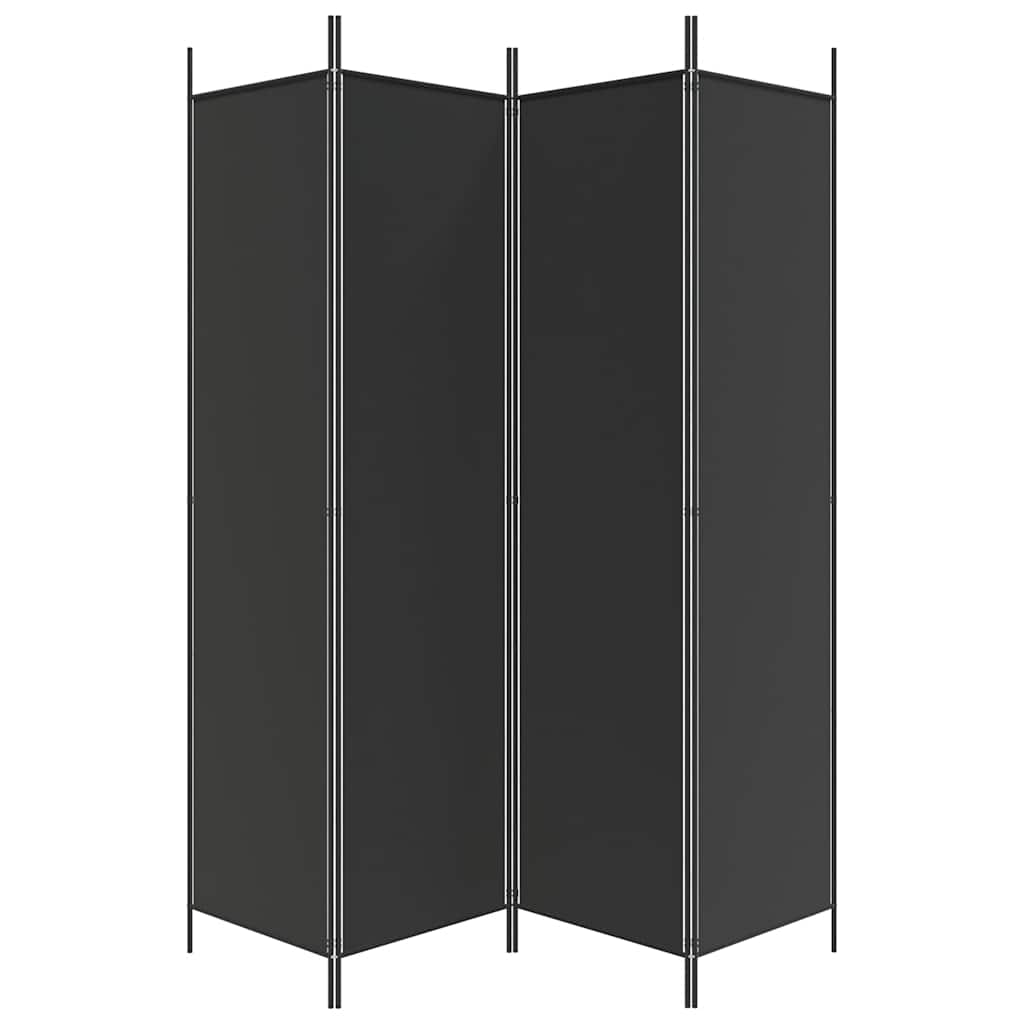 4-Panel Room Divider Black 200x200cm Fabric | HomeAndLiving