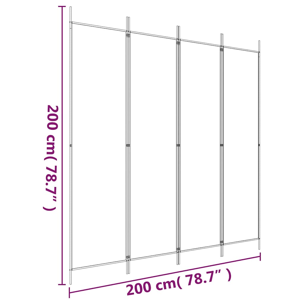4-Panel Room Divider Black 200x200cm Fabric | HomeAndLiving