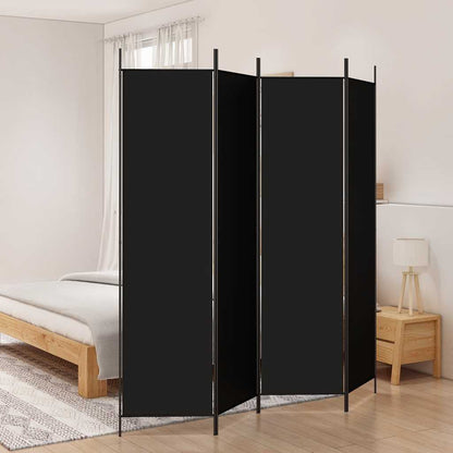 4-Panel Room Divider Black 200x200cm Fabric | HomeAndLiving