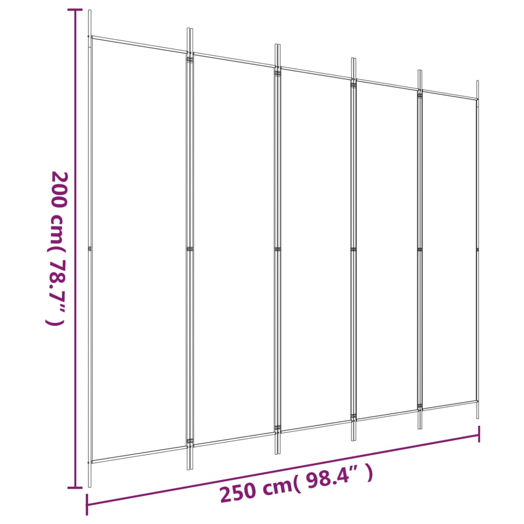 5-Panel Fabric Room Divider 250x200cm | HomeAndLiving