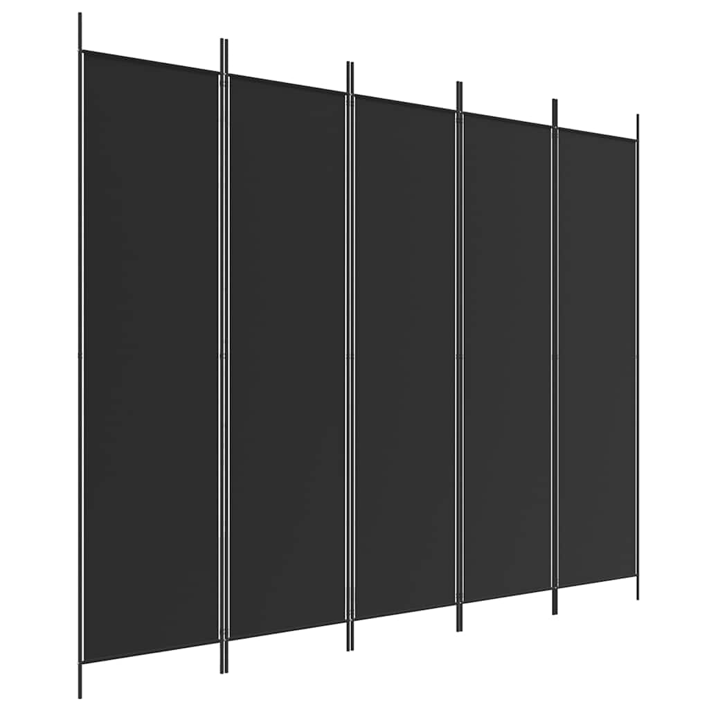 5-Panel Room Divider Black 250x200cm | HomeAndLiving