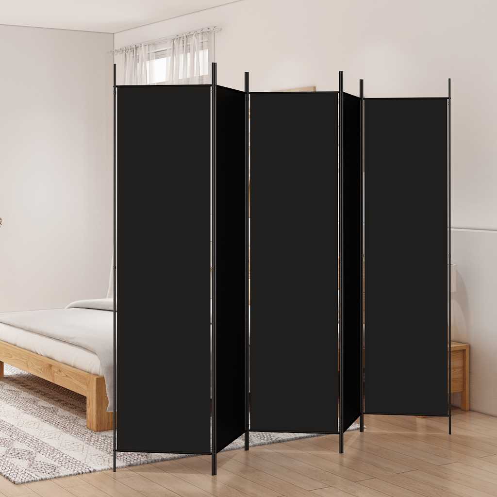5-Panel Room Divider Black 250x200cm | HomeAndLiving