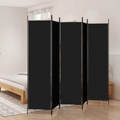 5-Panel Room Divider Black 250x200cm | HomeAndLiving