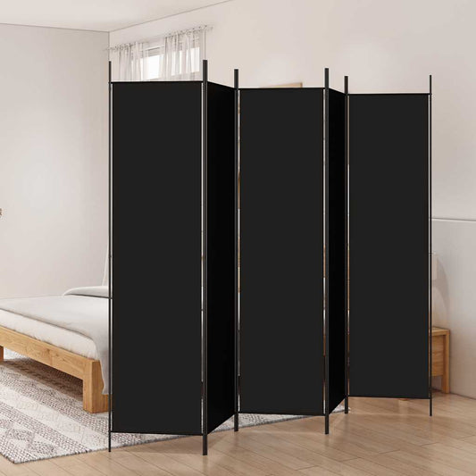 5-Panel Room Divider Black 250x200cm | HomeAndLiving