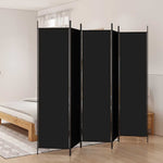 5-Panel Room Divider Black 250x200cm | HomeAndLiving