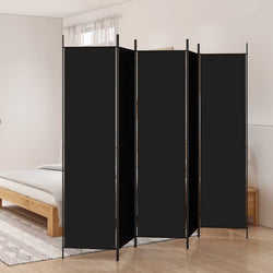 5-Panel Room Divider Black 250x200cm | HomeAndLiving