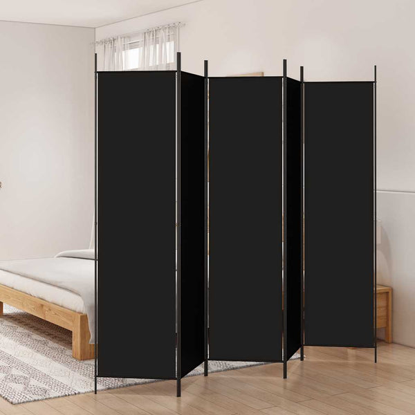  5-Panel Room Divider Black 250x200cm | HomeAndLiving