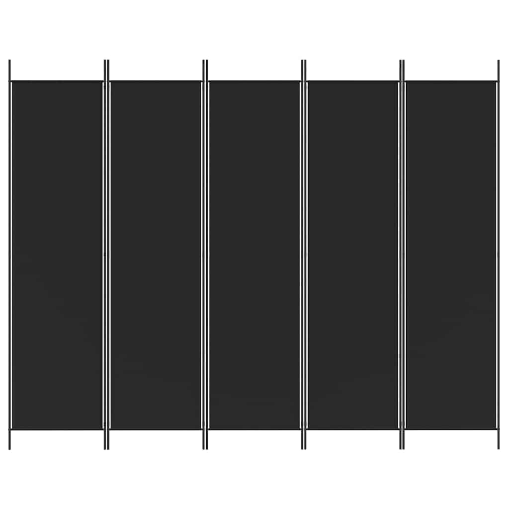 5-Panel Room Divider Black 250x200cm | HomeAndLiving