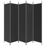 5-Panel Room Divider Black 250x200cm | HomeAndLiving