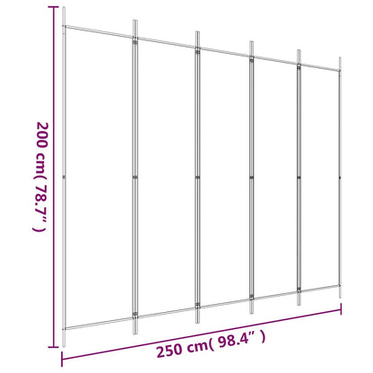 5-Panel Room Divider Black 250x200cm | HomeAndLiving