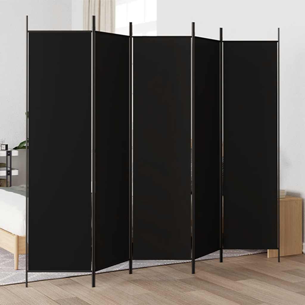 5-Panel Room Divider Black 250x200cm | HomeAndLiving