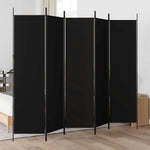 5-Panel Room Divider Black 250x200cm | HomeAndLiving