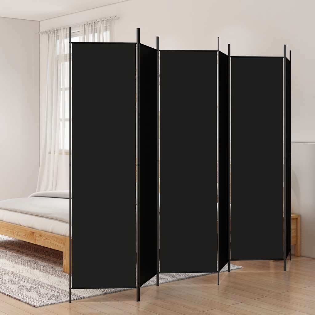 6-Panel Room Divider Black 300x200cm | HomeAndLiving
