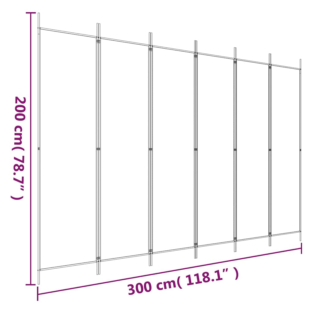 6-Panel Room Divider Black 300x200cm | HomeAndLiving