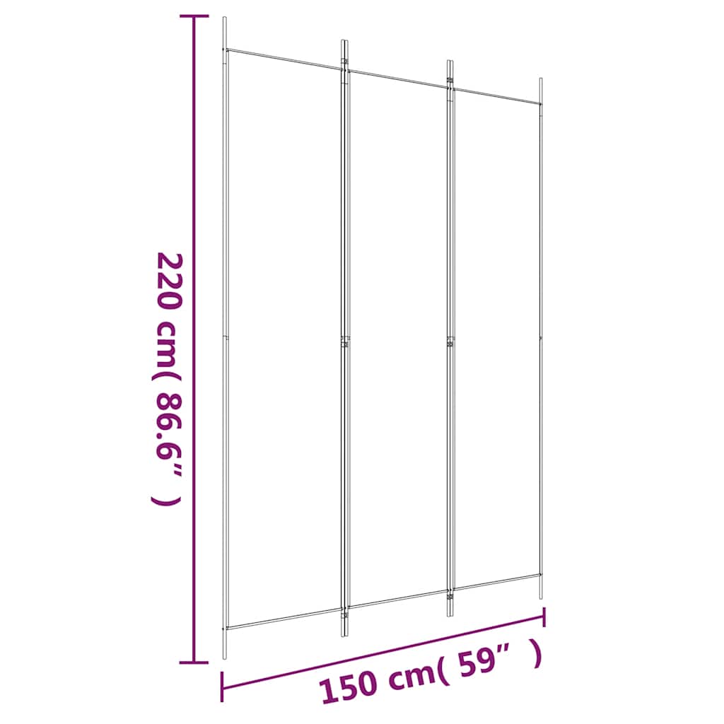 3-Panel Room Divider Black 150x220cm | HomeAndLiving