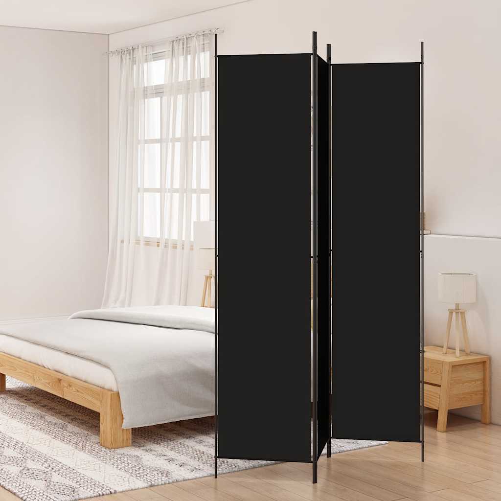 3-Panel Room Divider Black 150x220cm | HomeAndLiving