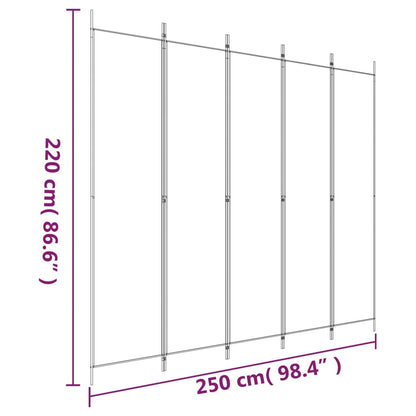 5-Panel Fabric Room Divider 250x220cm White | HomeAndLiving