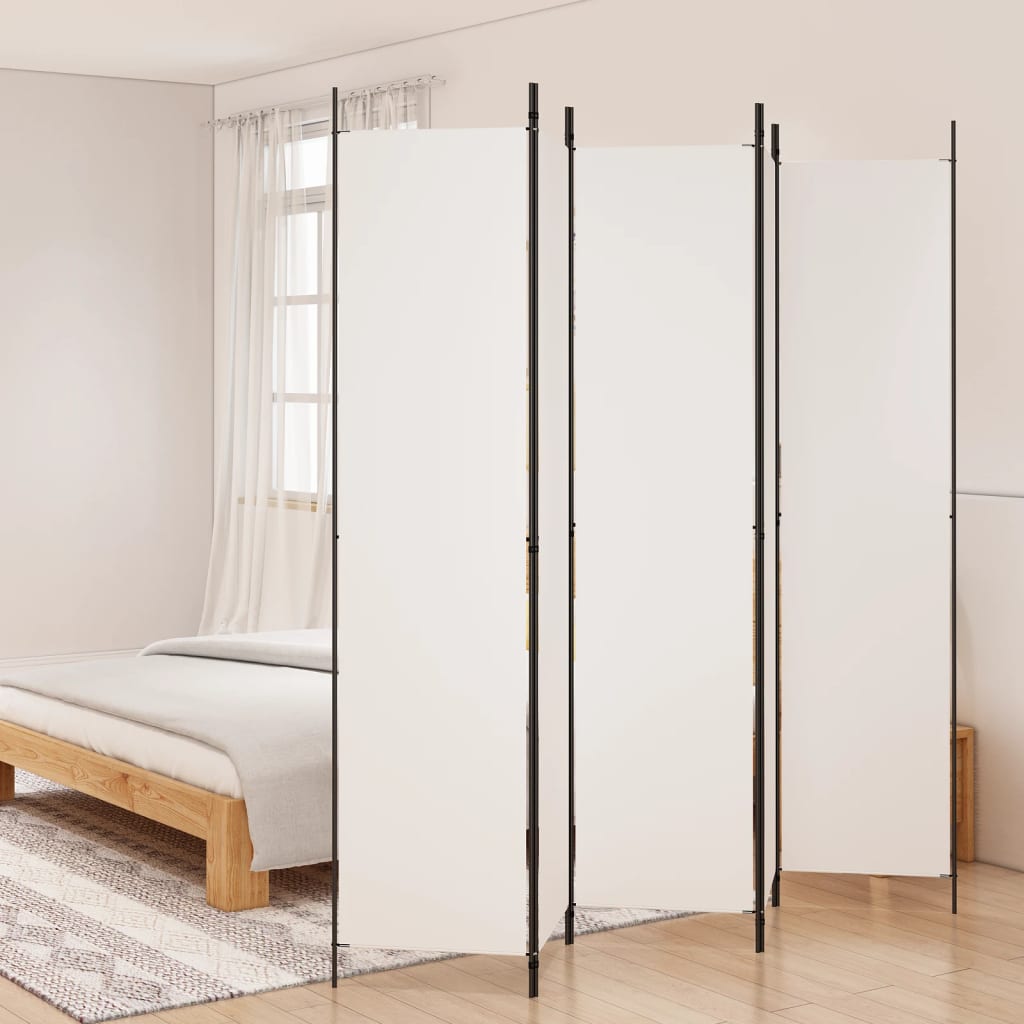 5-Panel Fabric Room Divider 250x220cm White | HomeAndLiving