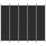 5-Panel Room Divider Black 250x220cm | HomeAndLiving