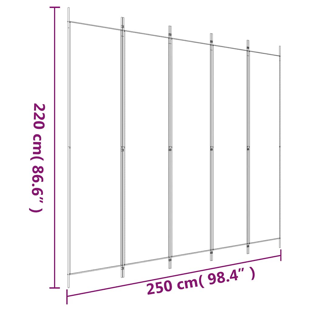 5-Panel Room Divider Black 250x220cm | HomeAndLiving