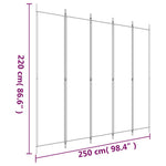 5-Panel Room Divider Black 250x220cm | HomeAndLiving