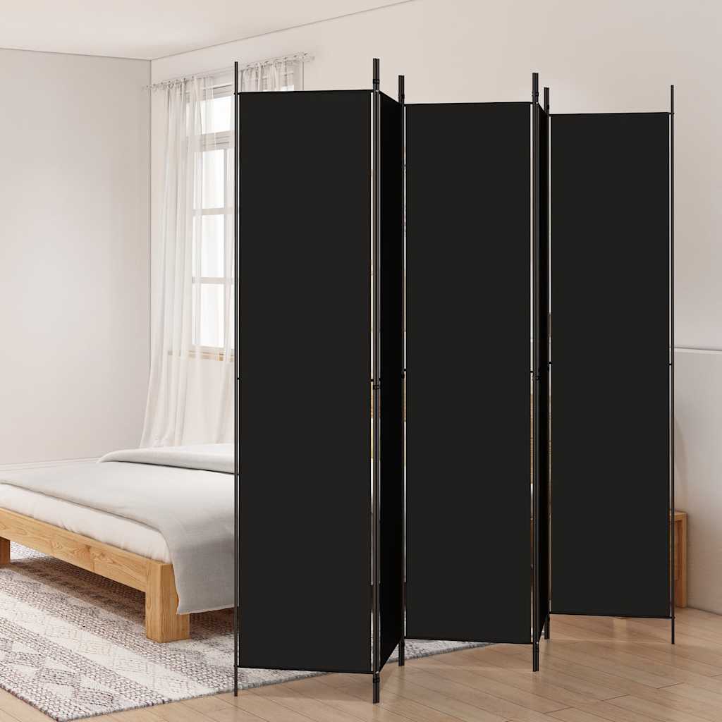 5-Panel Room Divider Black 250x220cm | HomeAndLiving