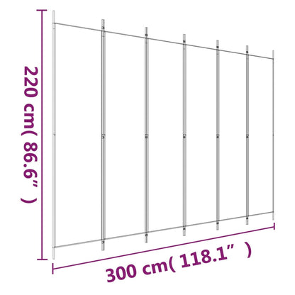 6-Panel Room Divider White 300x220cm | HomeAndLiving