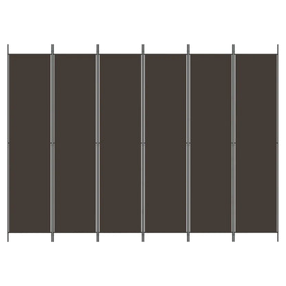 6-Panel Room Divider Brown Fabric - 300×220cm