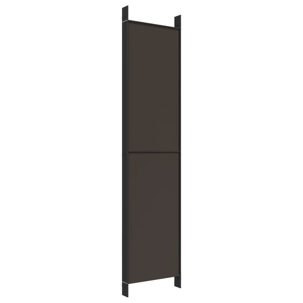 6-Panel Room Divider Brown Fabric - 300×220cm