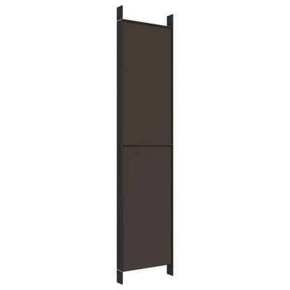 6-Panel Room Divider Brown Fabric - 300×220cm