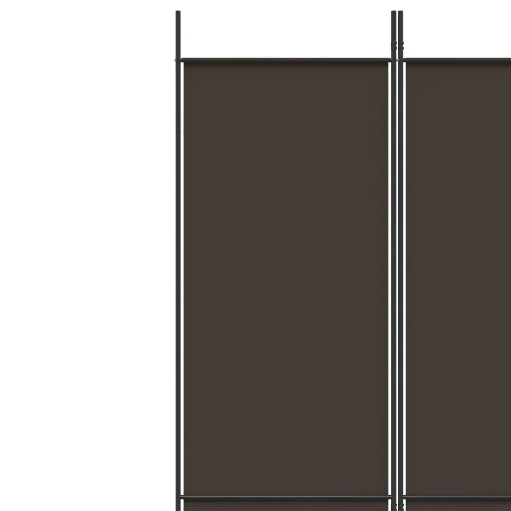 6-Panel Room Divider Brown Fabric - 300×220cm