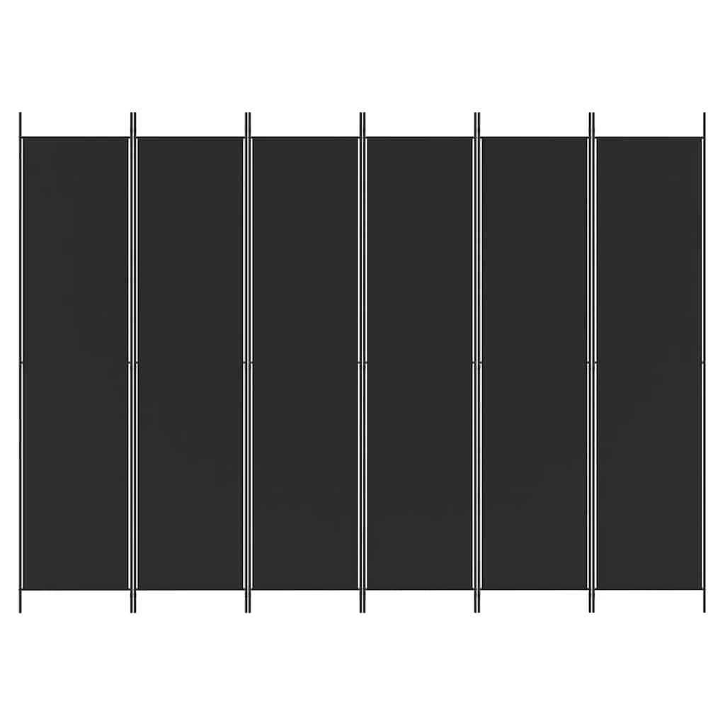 6-Panel Room Divider 300x220cm Black Fabric | HomeAndLiving