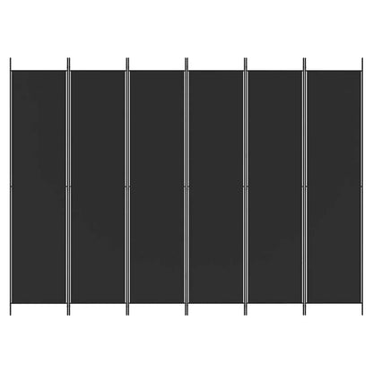 6-Panel Room Divider 300x220cm Black Fabric | HomeAndLiving