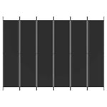 6-Panel Room Divider 300x220cm Black Fabric | HomeAndLiving