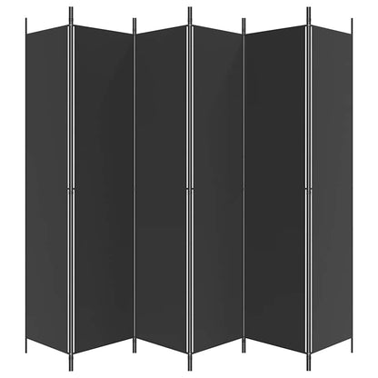 6-Panel Room Divider 300x220cm Black Fabric | HomeAndLiving