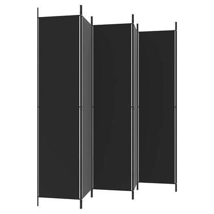6-Panel Room Divider 300x220cm Black Fabric | HomeAndLiving