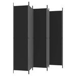 6-Panel Room Divider 300x220cm Black Fabric | HomeAndLiving
