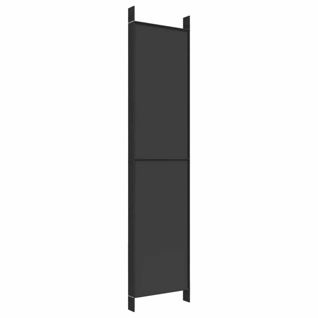 6-Panel Room Divider 300x220cm Black Fabric | HomeAndLiving