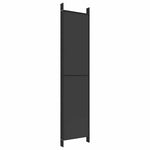 6-Panel Room Divider 300x220cm Black Fabric | HomeAndLiving