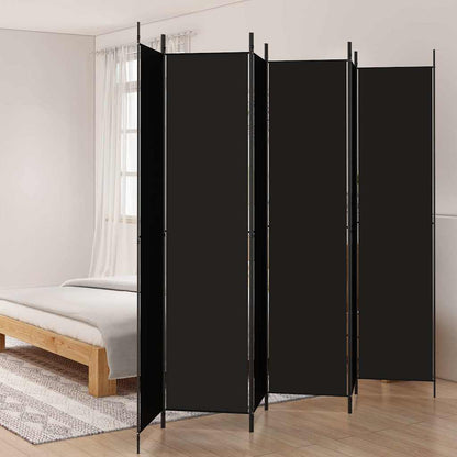 6-Panel Room Divider 300x220cm Black Fabric | HomeAndLiving