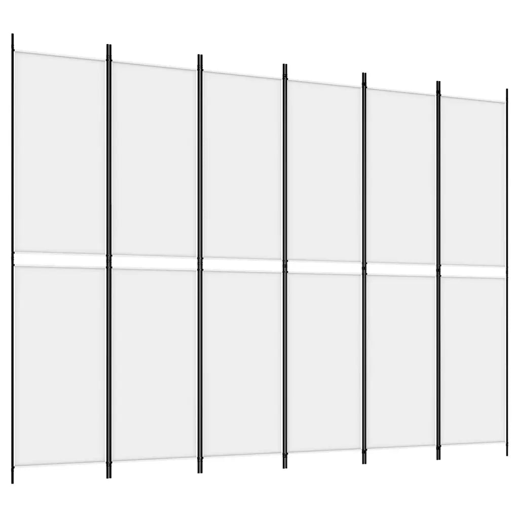 6-Panel Room Divider White Fabric