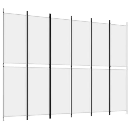 6-Panel Room Divider White Fabric