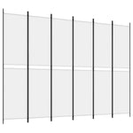 6-Panel Room Divider White Fabric