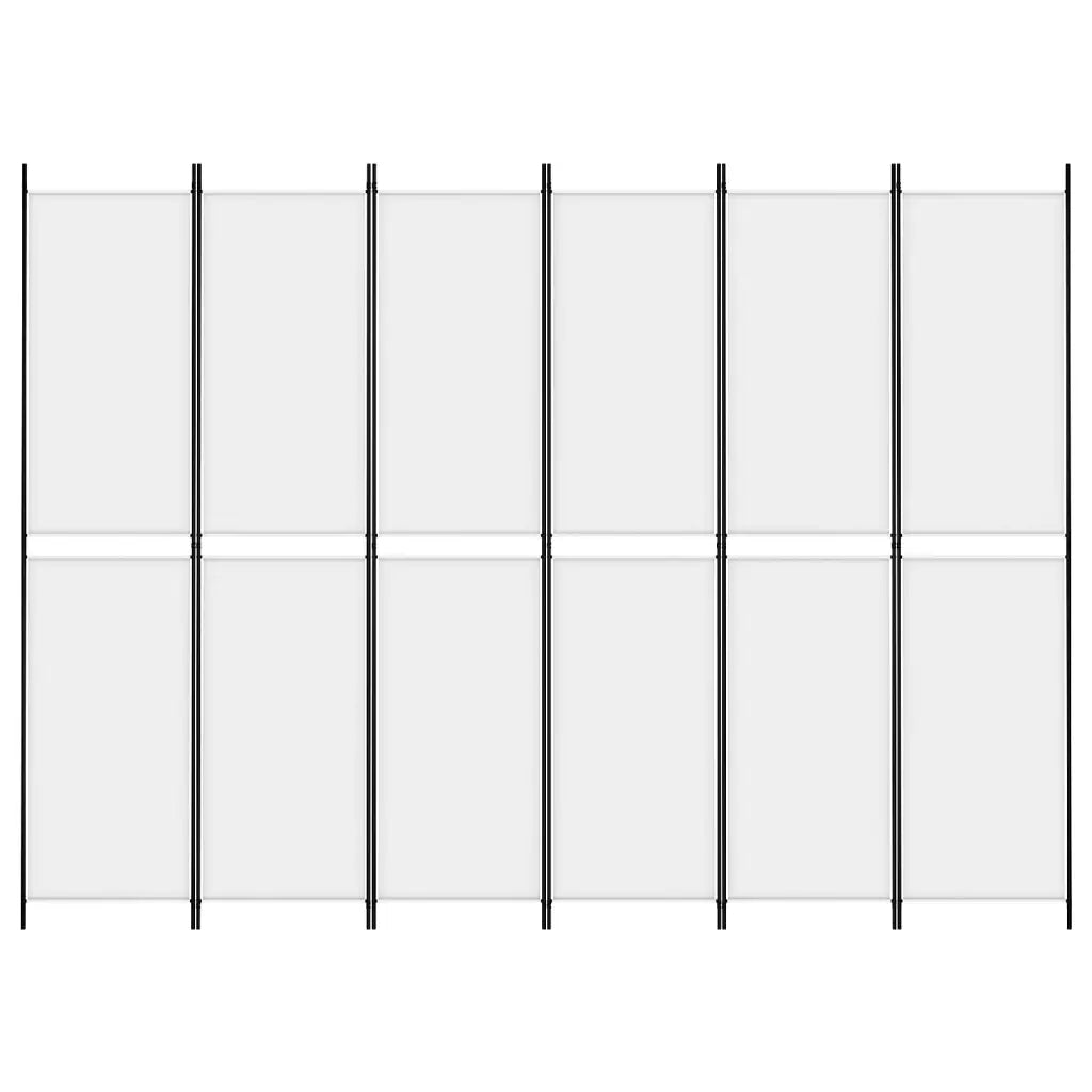 6-Panel Room Divider White Fabric