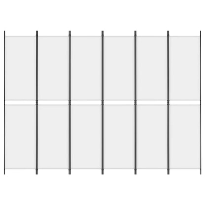 6-Panel Room Divider White Fabric