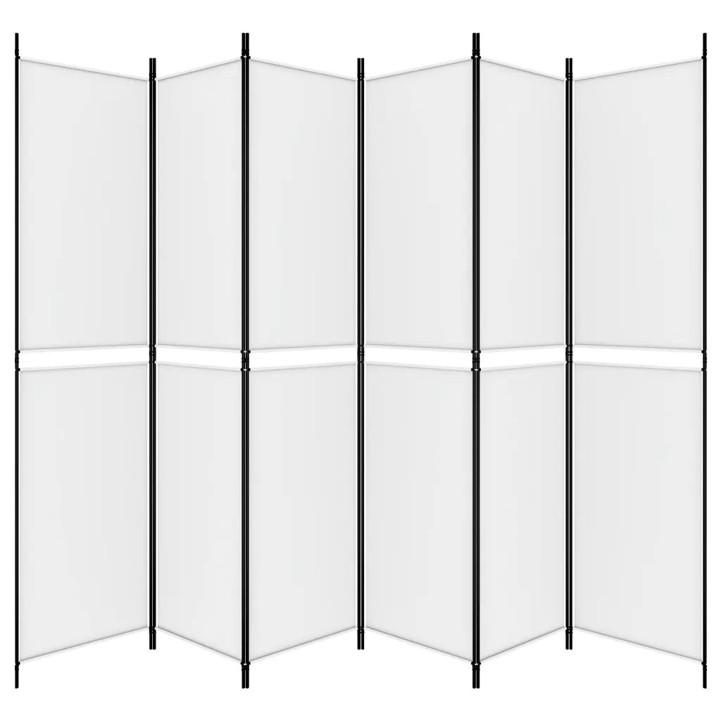 6-Panel Room Divider White Fabric
